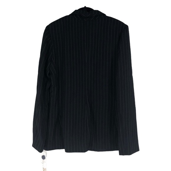 NWT Lucy Pereda Floral Embroidered Office Blazer w/Padded Shoulder sz 12 Blk Pin - Picture 5 of 11